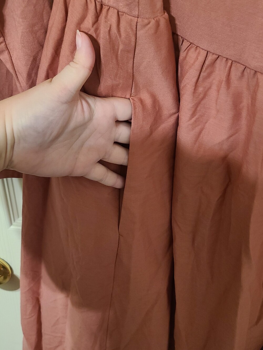 Ava & Viv Long Sleeve Scoop-Neck Dusty Rose Midi Dress - Picture 5 of 6